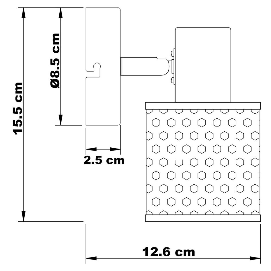 Taklampa Fori med en lampa - svart med bikakedesign