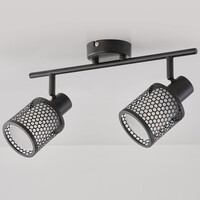 Taklampa Buchi med två lampor - svart med bikakedesign