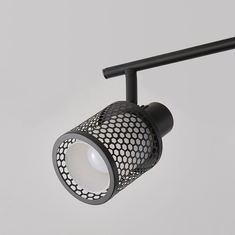 Taklampa Buche med tre lampor - svart med bikakedesign