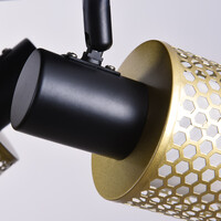 Taklampa Gull med tre lampor - svart och guld med bikakedesign