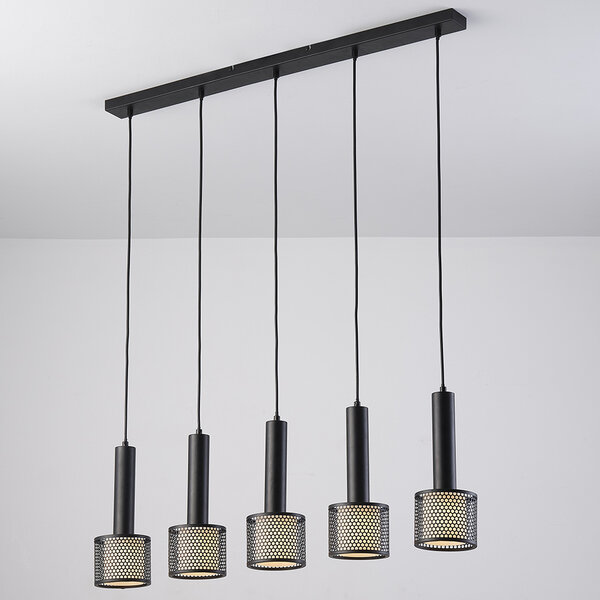 Svart industriell taklampa, 5-ljus - Fosco