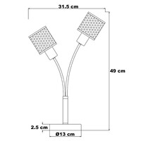Lyxig bordslampa Altin med två lampor i svart med guldfärgade skärmar i honungsmönster