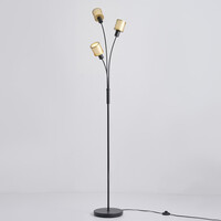 Minimalistisk golvlampa Guld med tre lampor i svart med guld