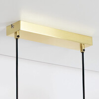 Pendellampa Soikea med fyra lampor - guld med amberfärgade glaskulor
