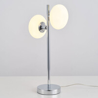 Bordslampa Kroom med två lampor och mjölkglas