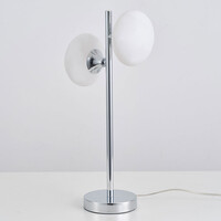 Bordslampa Kroom med två lampor och mjölkglas