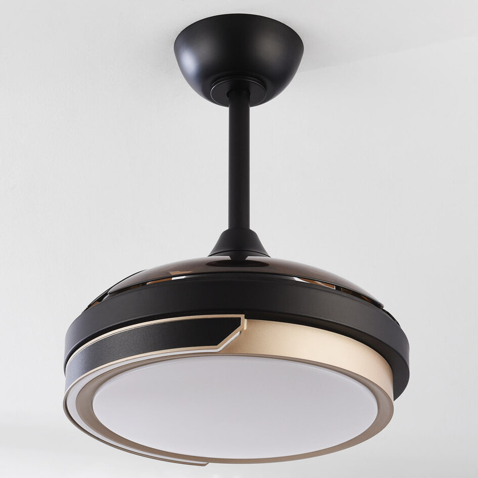 Takfläkt Vento med integrerad LED och fjärrkontroll - svart med brun