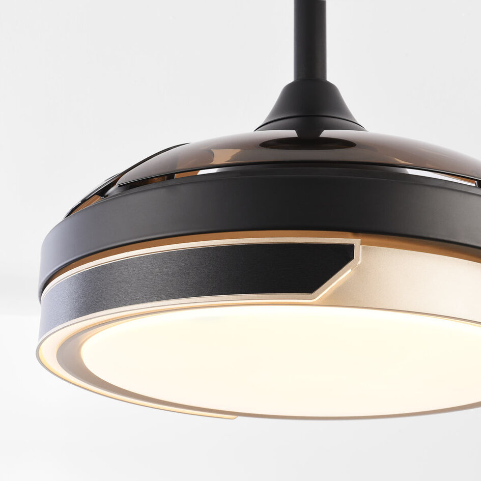 Takfläkt Vento med integrerad LED och fjärrkontroll - svart med brun