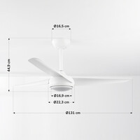 Takfläkt Viento med integrerad LED och fjärrkontroll - vit