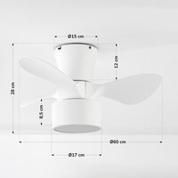 Kompakt takfläkt Vejas med integrerad LED - vit