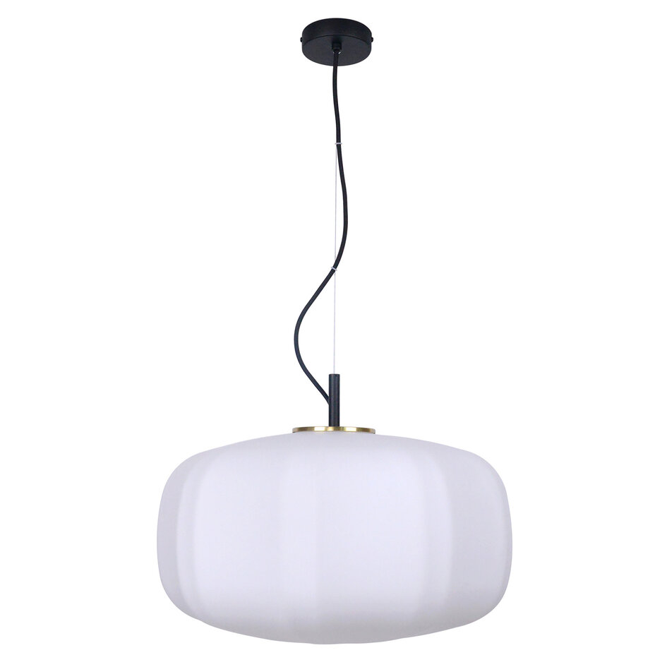 Pendellampa Kozma med vitt glas och flera vinklar