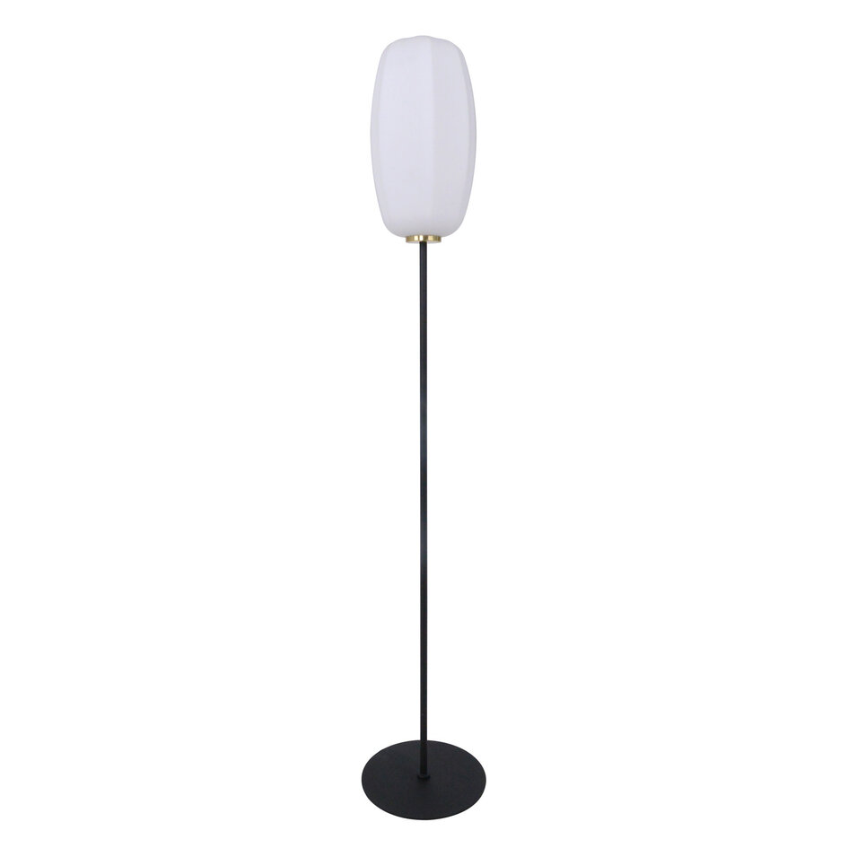 Golvlampa Karsten - svart med vitt glas