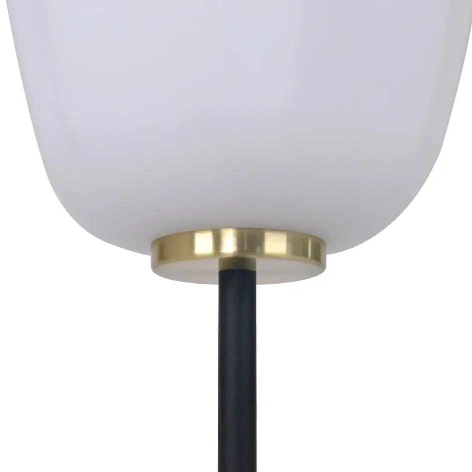 Golvlampa Karsten - svart med vitt glas