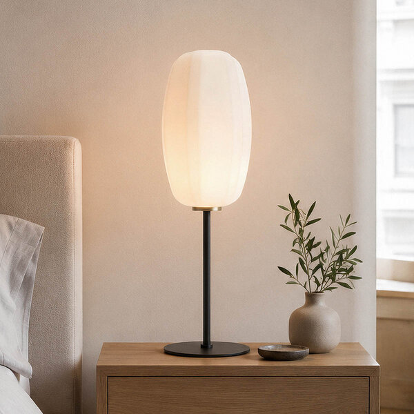 Bordslampa med vitt glas - Kalisto
