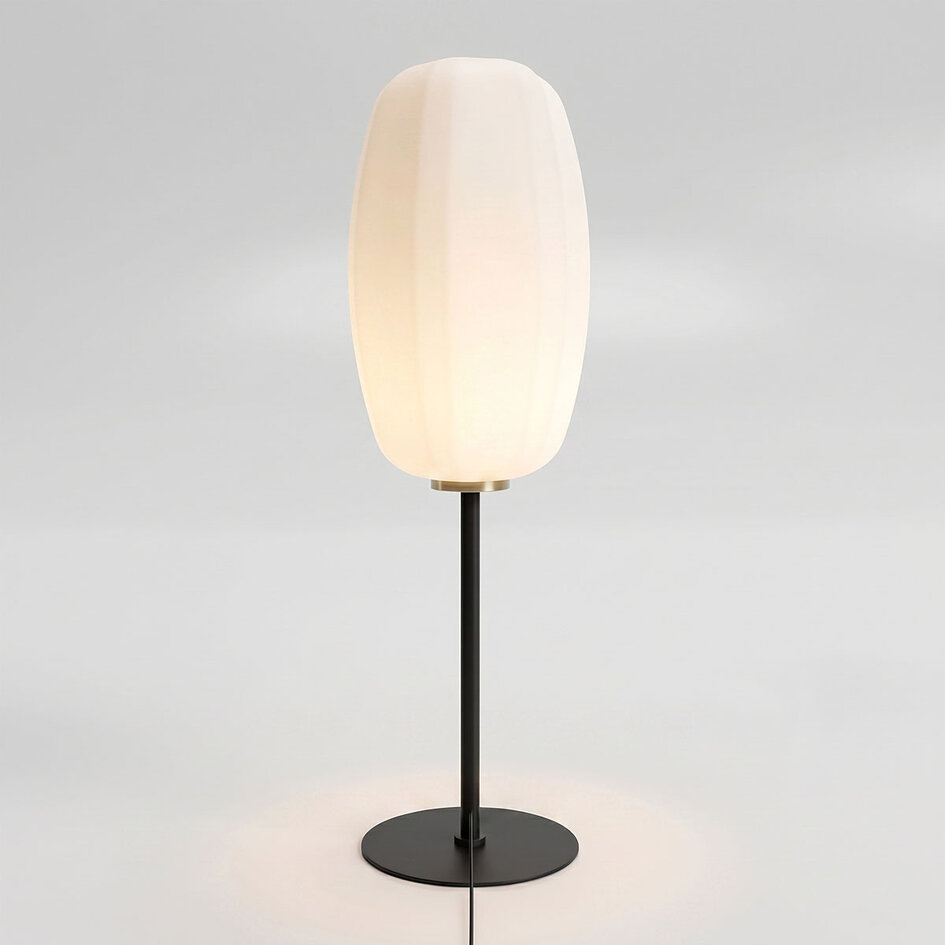 Bordslampa Kalisto - svart med vitt glas