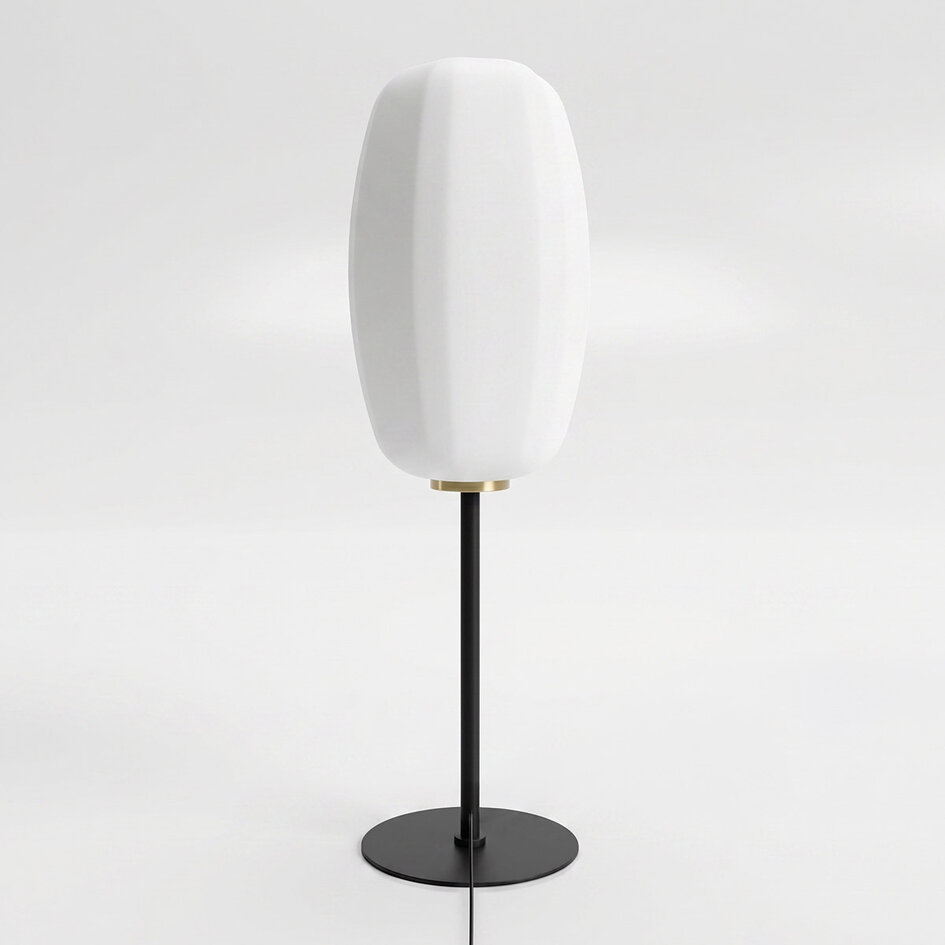 Bordslampa Kalisto - svart med vitt glas