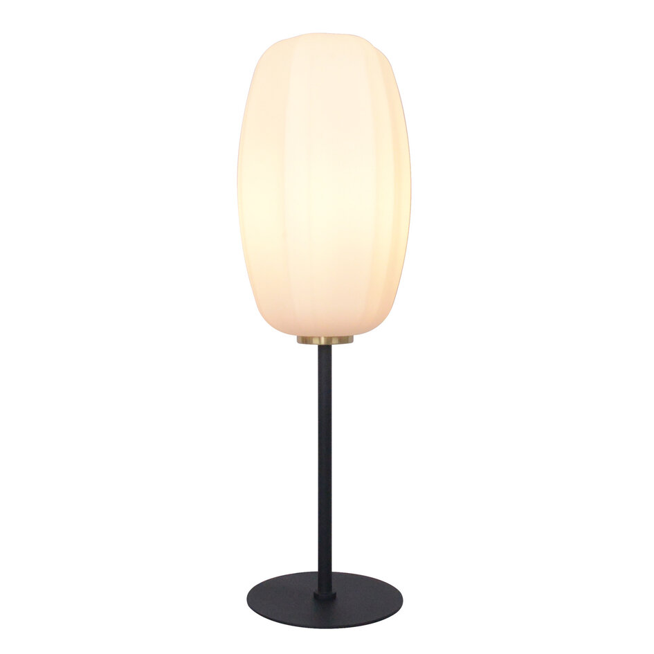 Bordslampa Kalisto - svart med vitt glas