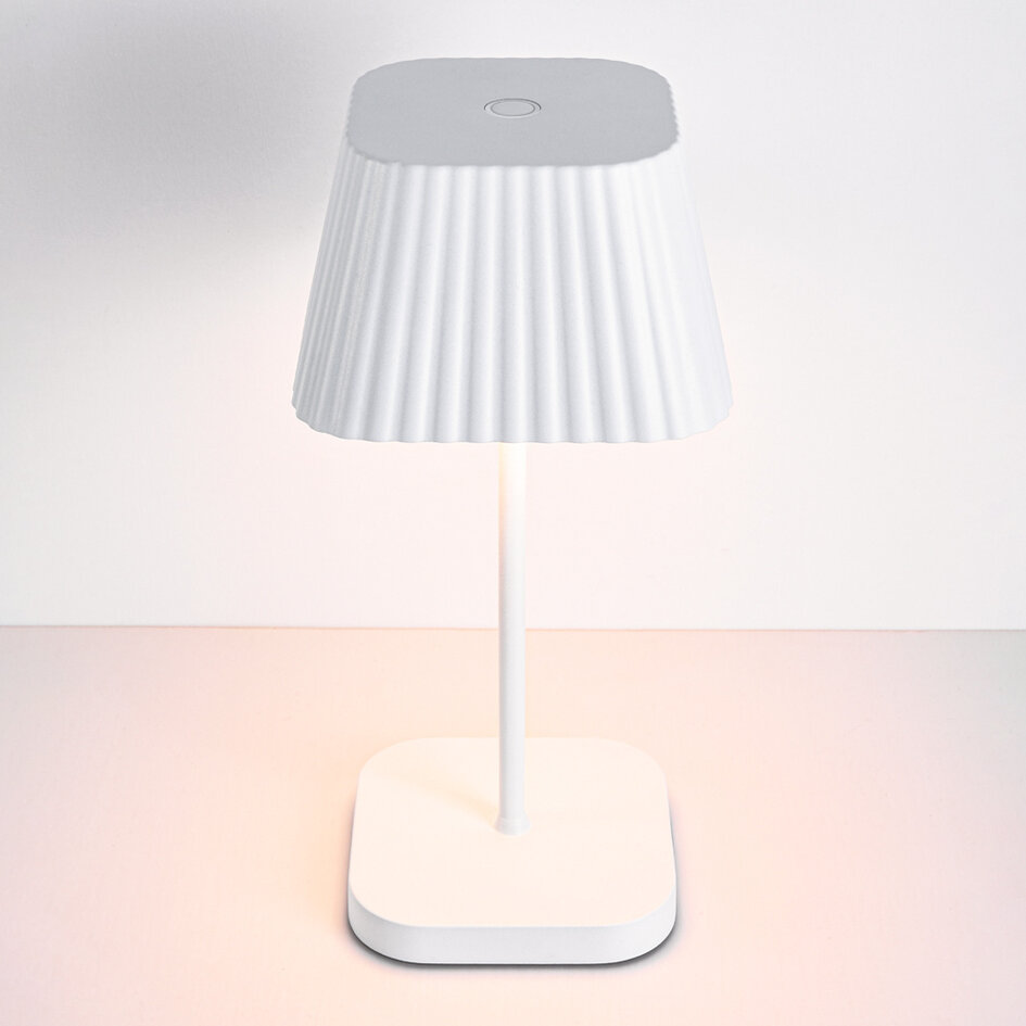 Uppladdningsbar bordslampa Robin - vit, dimbar