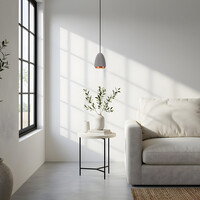 Modern pendellampa Feis med betong och kopparkant