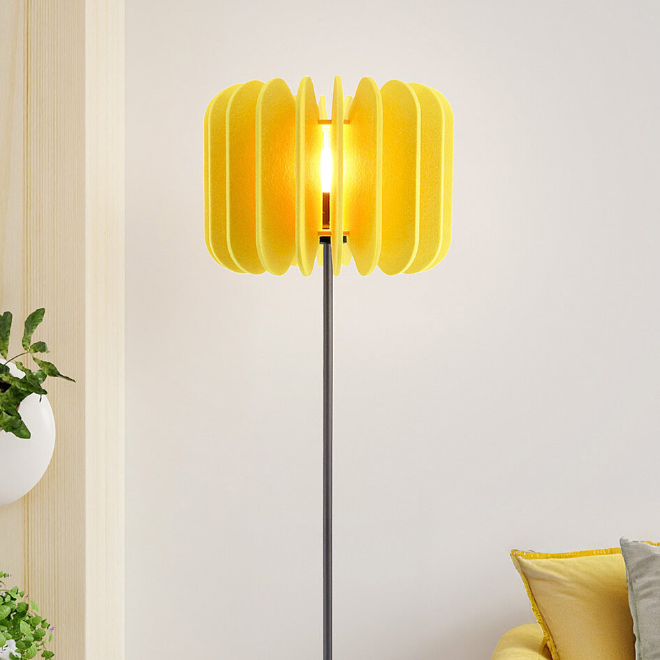 Golvlampa Lenthe - gul PET-filt
