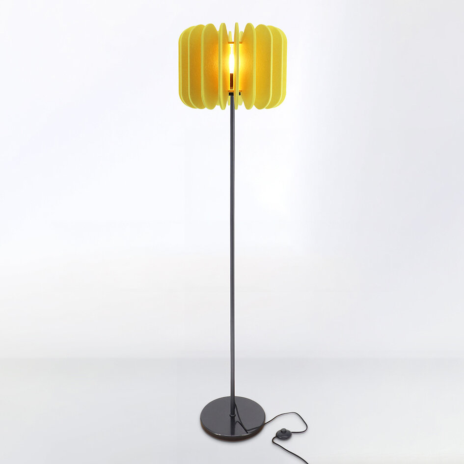 Golvlampa Lenthe - gul PET-filt