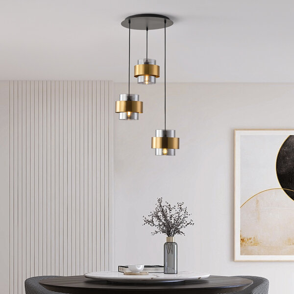 Modern taklampa med bronsdetaljer, 3-ljus - Arany