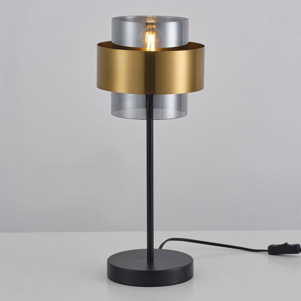 Bordslampa Lor med rökfärgat glas - brons