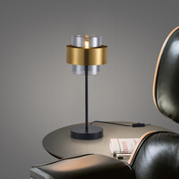 Bordslampa Lor med rökfärgat glas - brons