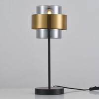Bordslampa Lor med rökfärgat glas - brons