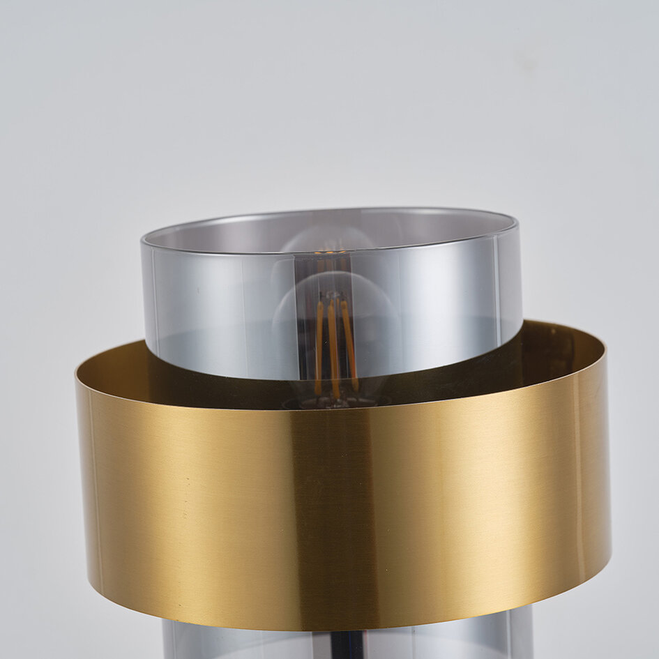 Bordslampa Lor med rökfärgat glas - brons