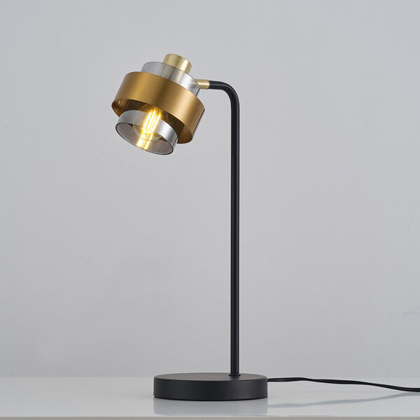 Bordslampa Kulta med vridbar skärm - med rökfärgat glas