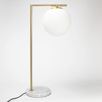 Bordslampa Jeana med mjölkvitt glas - marmorlook