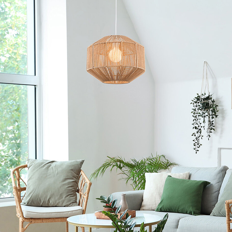 Bohemisk pendellampa Papel - handflätat rep