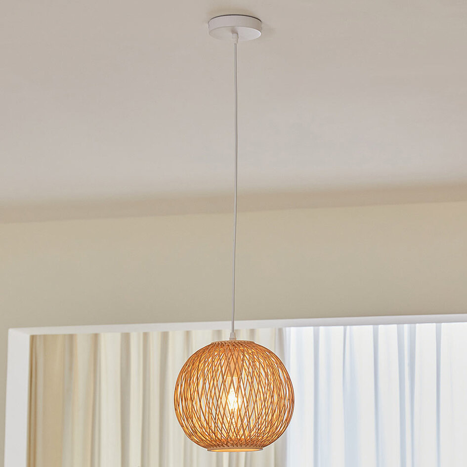 Boho pendellampa Madera i trä - rund