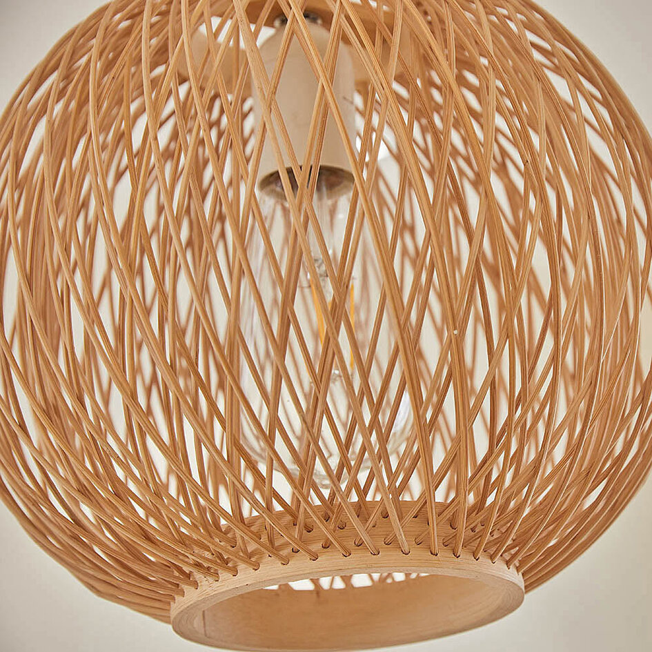 Boho pendellampa Madera i trä - rund