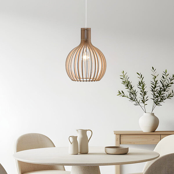 Boho pendellampa Legno i trä - rund