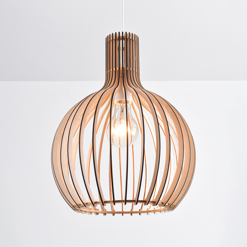 Boho pendellampa Legno i trä - rund