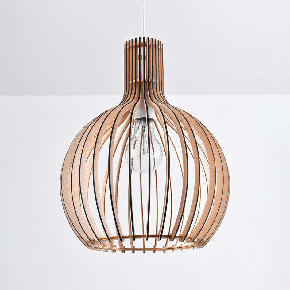 Boho pendellampa Legno i trä - rund