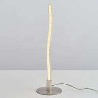 Minimalistisk bordslampa Vinti i satinnickel med integrerade lysdioder