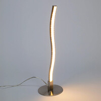 Minimalistisk bordslampa Vinti i satinnickel med integrerade lysdioder