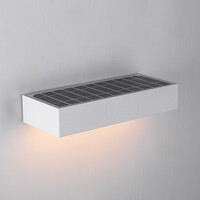 Solcellsdriven utomhusvägglampa Grish med sensor - vit med integrerad LED