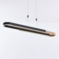 3-stegs dimbar designad pendellampa Lilia - svart och träfaner med integrerad LED
