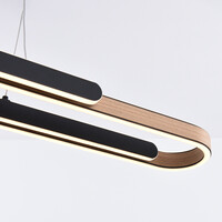 3-stegs dimbar designad pendellampa Lilia - svart och träfaner med integrerad LED