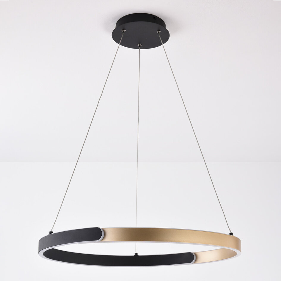 3-stegs dimbar pendellampa Ivana - svart och guld med integrerad LED