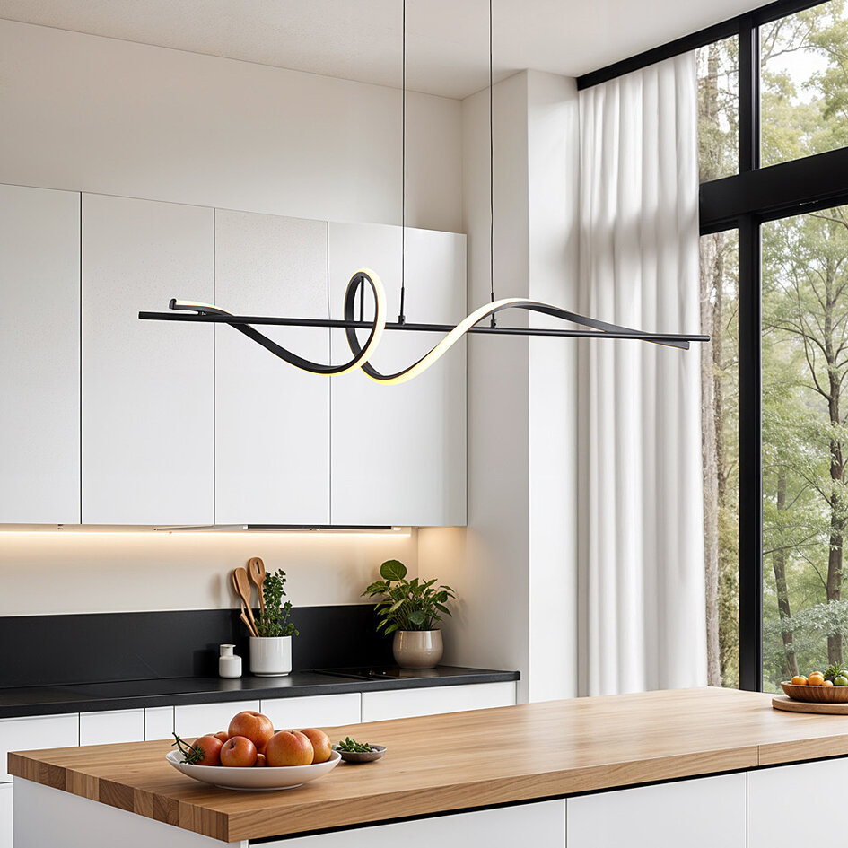 3-stegs dimbar designad pendellampa Ches - svart med integrerad LED