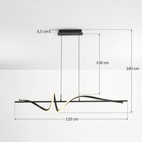 3-stegs dimbar designad pendellampa Ches - svart med integrerad LED