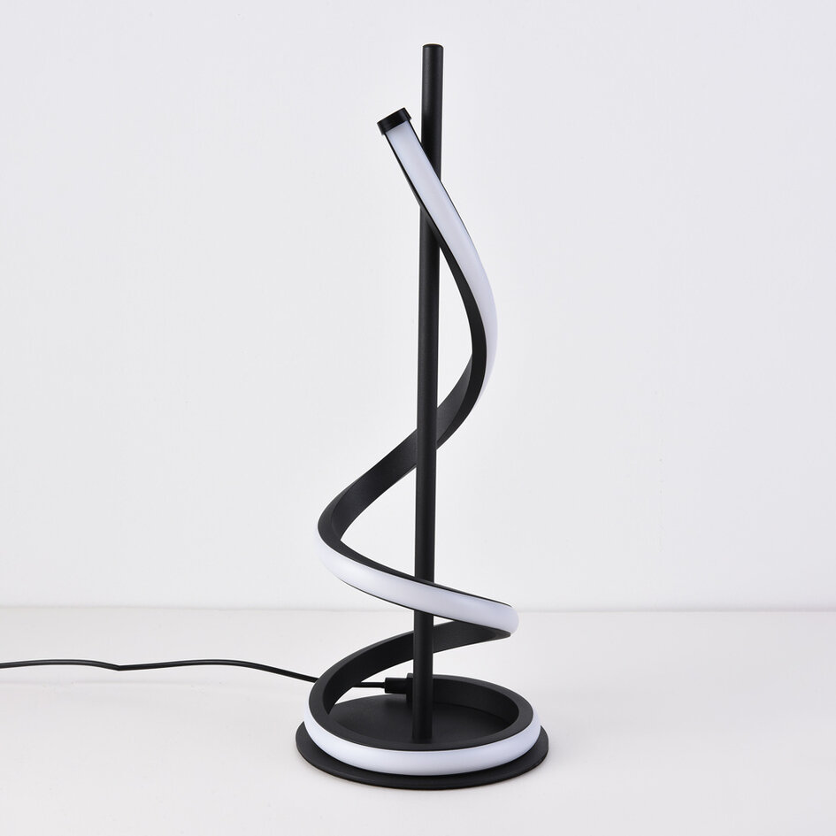 Bordslampa Caz med vriden svart ram och integrerad LED