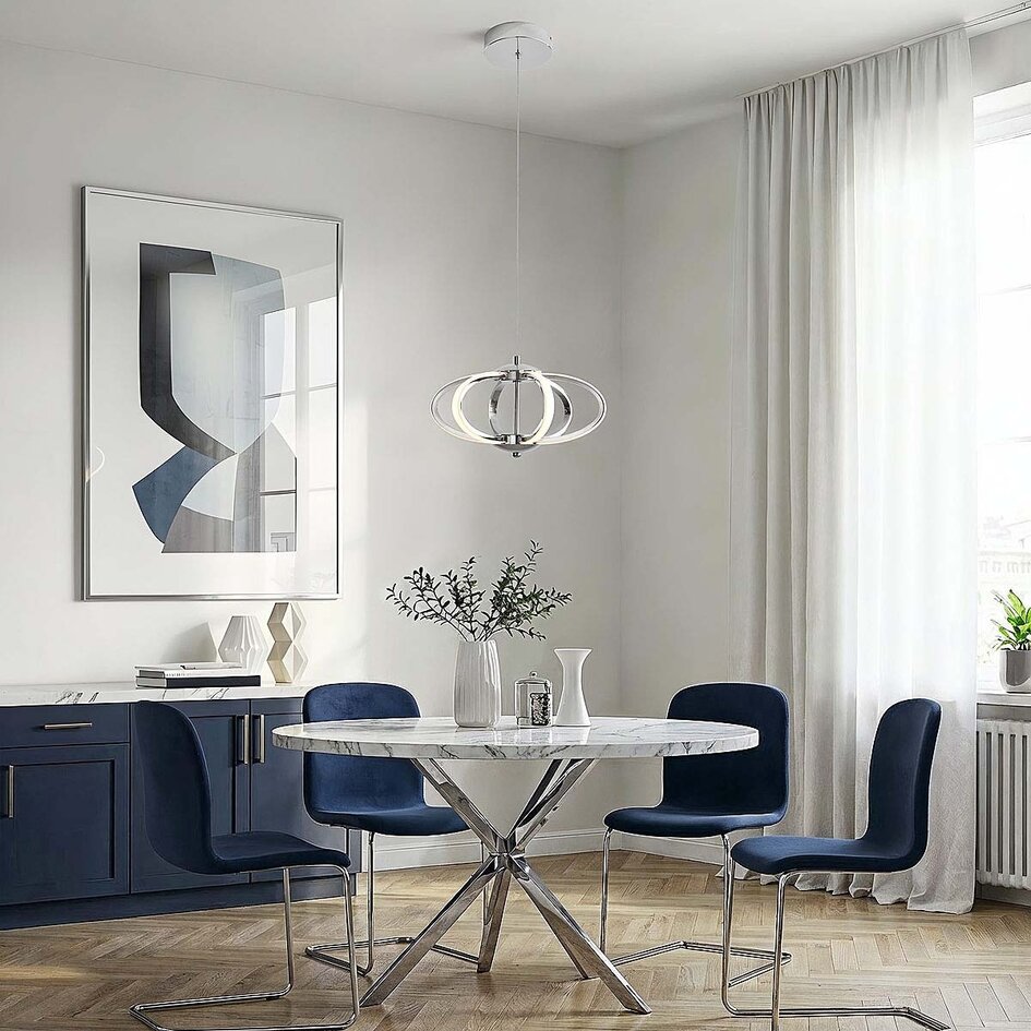 3-stegs dimbar pendellampa Yinthe - krom med integrerad LED