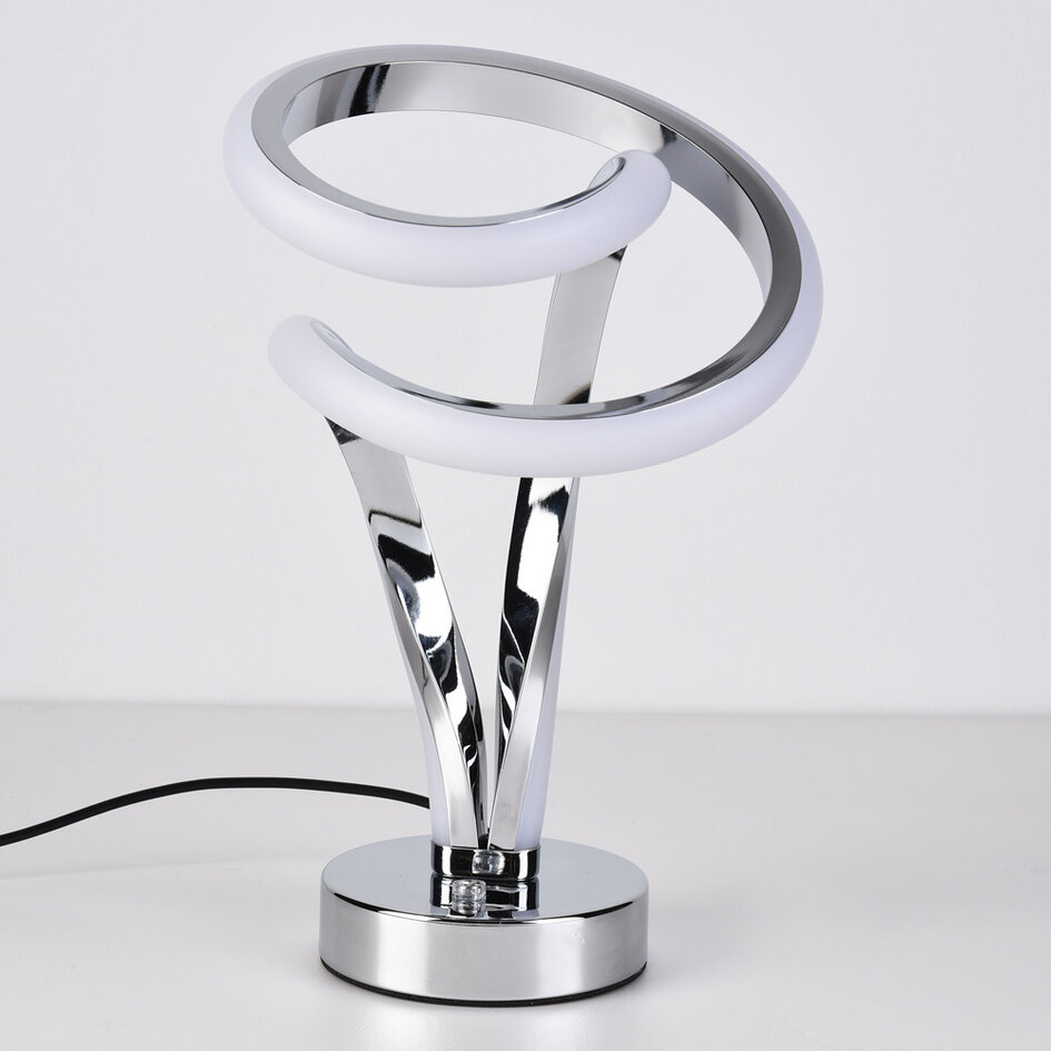 Dimbar design-bordslampa Silke i krom