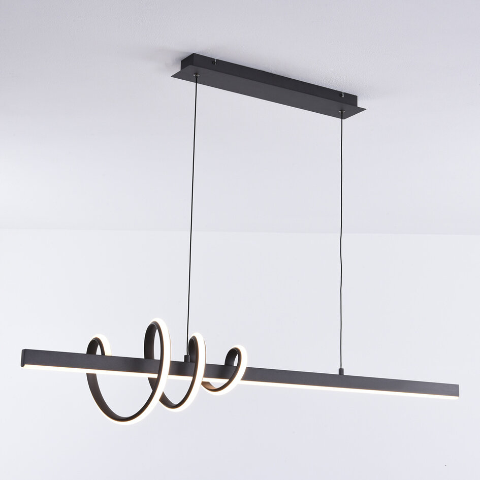 3-stegs dimbar designad pendellampa Merle - mörkgrå med integrerad LED